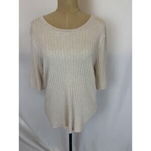 NWT Soya Concept Ribbed Sweater Knit Oatmeal Top Size XS #0516